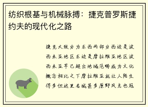 纺织根基与机械脉搏：捷克普罗斯捷约夫的现代化之路