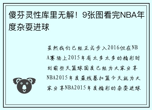 傻芬灵性库里无解！9张图看完NBA年度杂耍进球